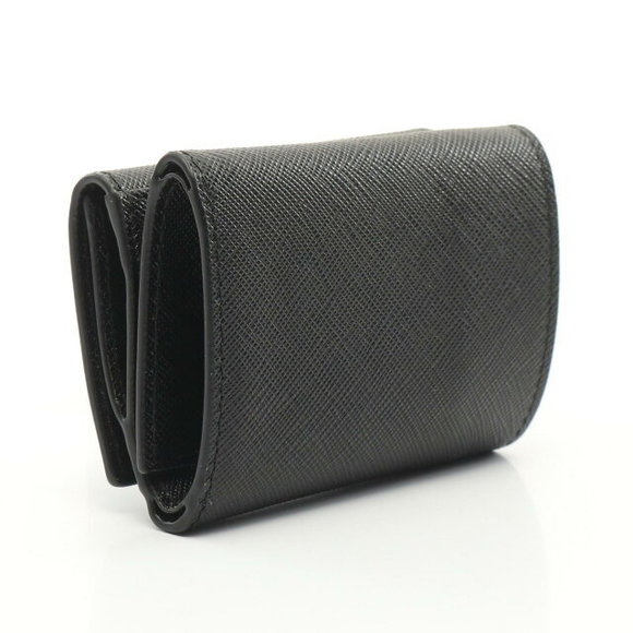 Prada TRIANG Trifold SAFFIANO Leather Wallet Black - Picture 2 of 4